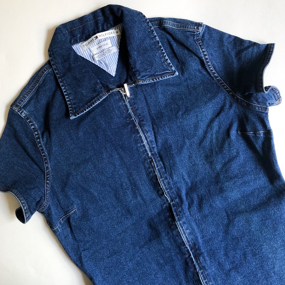 Y2K Tommy Hilfiger Zip Up Denim Top